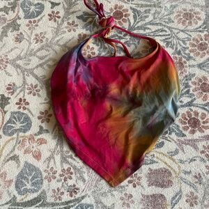 Tie Dye Athleisure Halter Crop Top, Size M